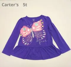 Carter's キラキラ蝶プリント ペプラム 長袖カットソー 5t