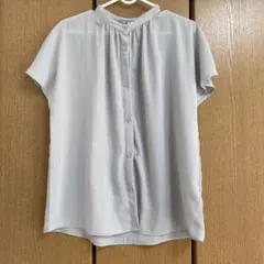 GU エアリーバンドカラーシャツ 半袖 ライトグレー M