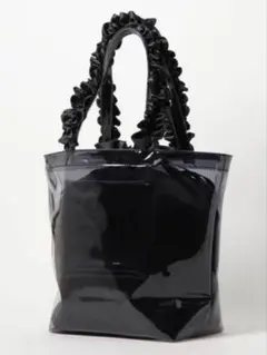 【中古】メゾンドフルール クリアフリルハンドルトートバッグ ブラック A4