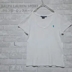 ラルフローレンスポーツ Vネック半袖Tシャツ 白 ポニー刺繍 Lサイズのサムネイル