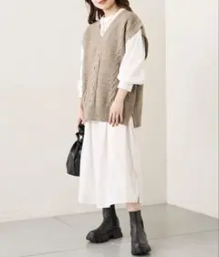 Chico シャツワンピース・ニットベスト セット