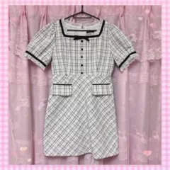 evelynバイカラーツイードタイトワンピース