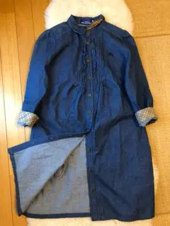 美品本物バーバリーブルーレーベル上質コットン七分袖シャツワンピース♫