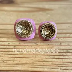 ハンドメイド　レトロボタン　ピアス354