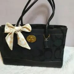 COACH コーチ ブラック トートバッグ リボン付き