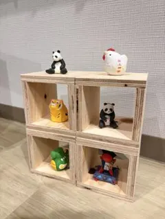 (寸法変更可能)木製キューブボックス 4個セット 収納ラック