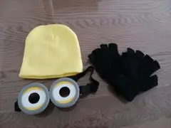 ミニオン風ニット帽・ゴーグル・手袋セット