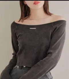 Chico ピグメントオフショルリブT ブラック