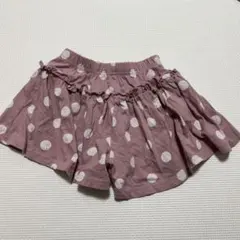 ピンク 水玉模様 フリル付きショートパンツ スカートパンツ