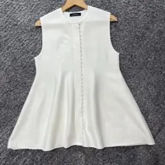 グリーンレーベルリラクシング　プチ フェイクパール ペプラム ジレ ニット