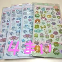 プクプクねこちゃん うさちゃんアクリルシールセット4枚セット