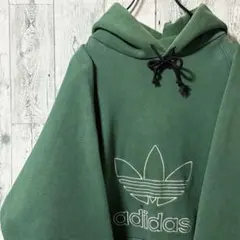 USA製 アディダスオリジナルス トレフォイル刺繍ロゴ　パーカー XL 緑