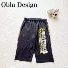 【オブラデザイン】ハーフパンツ（M）ビッグロゴ 英字 ウエストゴム 短パン 黒