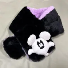 Disney ディズニー　おばけ　ゴースト ミッキー マフラー 黒　紫
