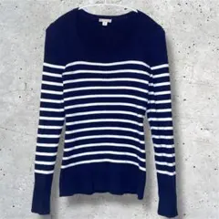 GAP オールドギャップ ボーダー 薄手 長袖ニット ネイビー ホワイト M