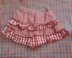 美品 未使用に近い 赤と白のチェック柄ショートパンツ 130 ギンガムチェック
