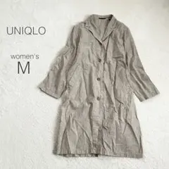 【ユニクロ】リネンブレンドコート 薄手 ロング 麻綿混 ナチュラル 春夏 美品
