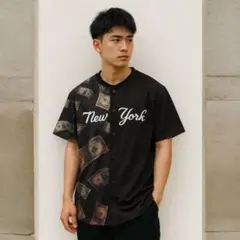 ロムウェ✨️ROMWE MEN プリントシャツ ストリート 半袖シャツ M 黒