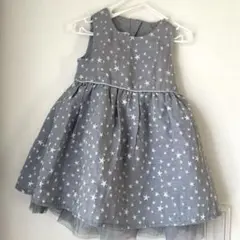 H&M 星柄ワンピース 92 ライトグレー