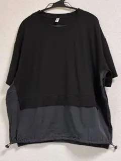 ワードトローブドローストリング裾切替半袖Tシャツ ブラックのサムネイル