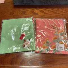 ★新品★和柄 巾着袋 2点セット 猫柄 花柄 ちりめん風 和装小物　お土産