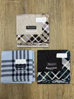 Aquascutum チェック柄ハンカチ 3枚セット