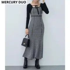 美品MERCURYDUO2WAY千鳥ジャガードマーメイドニットワンピース 　S黒