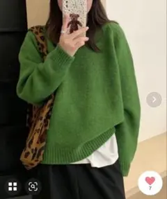 ニット 長袖　グリーン