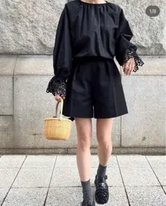 完売★bow.a ボウエー BOUQUET BLOUSE BLACK 23SS