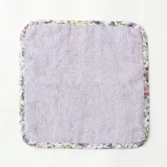 【新品未使用】TENERITA 花柄パイピング タオルハンカチ ライトパープル