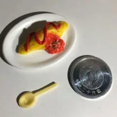 【ハンドメイド】ミニチュア 食べかけオムライス 樹脂粘土 フィギュア