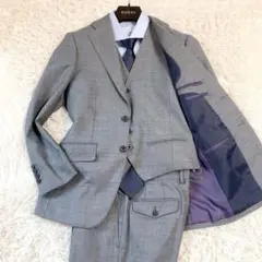 【リバーシブル】P.S.FA　3ピーススーツ　グレー　ウィンドウペンチェック　S
