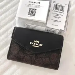 新品　正規品☆COACH コーチ　名刺入れ　ブラウン　シグネチャー レザー
