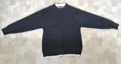 メンズ 重ね着風 ニット セッター ダークグレー M