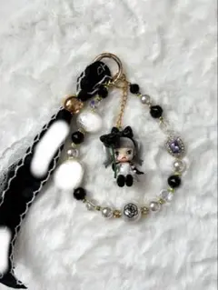 ハンドメイド スマホストラップ チャーム リボン パール