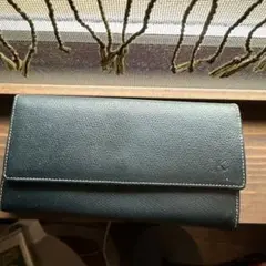ネイビー レザー 二つ折り長財布　kitamura