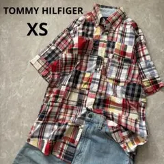 TOMMY HILFIGERパッチワーク マドラスチェック 半袖 メンズXS