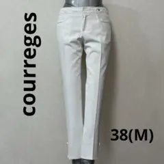 courregesクレージュ センタープレス パンツ 白 38 M オフィス