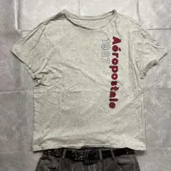 Y2K 00s archive 短丈フェード刺繍ロゴTシャツUSA古着c-boy