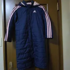 adidas ネイビー ダウンコート フリース裏地　　　おまけ手袋付き