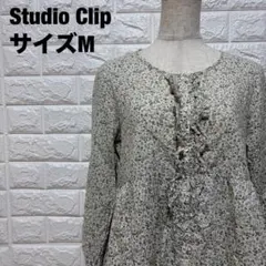 Studio Clip小花柄フリル 長袖ブラウス アイボリー×グレー【2753】のサムネイル