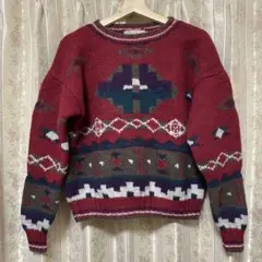 エルエルビーン レディース セーター Mサイズ レトロ ネイティブ柄 ニット