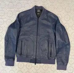 希少サイズ HUGO BOSS シングルライダースジャケット スタンドカラー 希少サイズ HUGO BOSS シングルライダースジャケット スタンドカラー