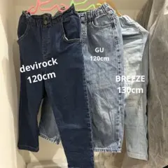 濃いデニム ストレートパンツ ウエストゴム