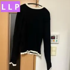 しまむらhelmtaiyoバイカラー リブニット 長袖 ブラックL L Pサイズ