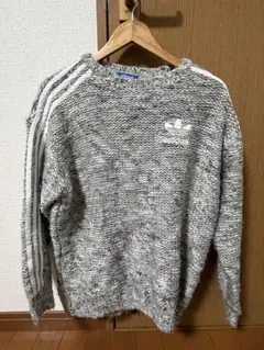 adidas グレー ニットセーター Lサイズ 3本ライン