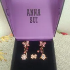 【未使用】ANNA SUI 蝶モチーフピアスとリングセット