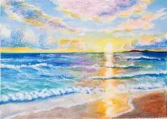 水彩画 海の絵 風景画 世界で1枚 水彩 アート ヨット 船の絵 絵画