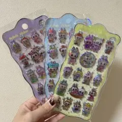 ラブブ 3枚セット ボンボンドロップ風シール 立体シール