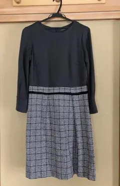 かず様専用　Reflect ドッキングチェック　グレーツイードワンピース 9号